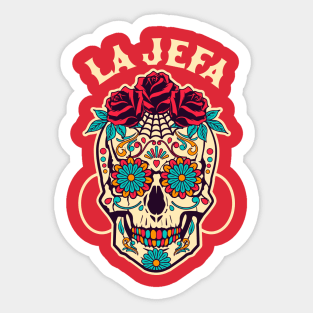 La Jefa Sugar Skull Mexican Dia De Los Muertos Day of Dead Sticker